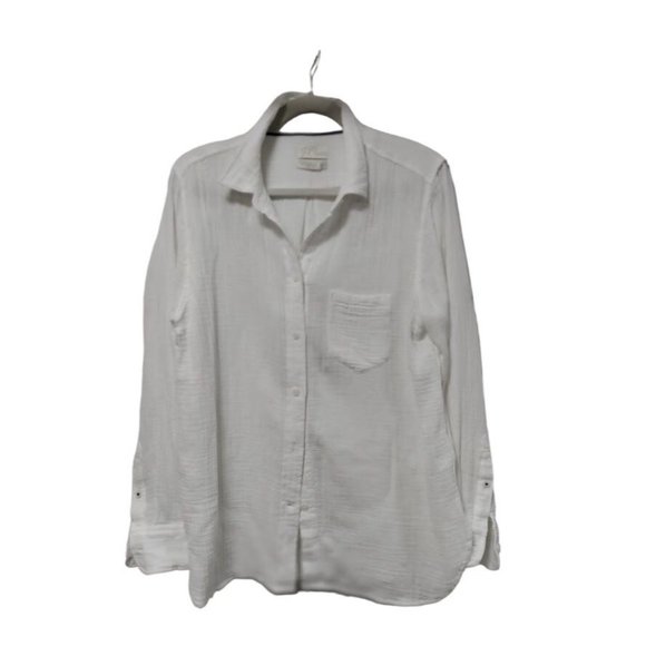 J.Crew Collared Long Sleeve Classic Chest Pocket Button Down Shirt White Size 10 - Picture 3 of 9